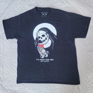 Black Graphic T-Shirt with Skeleton Design